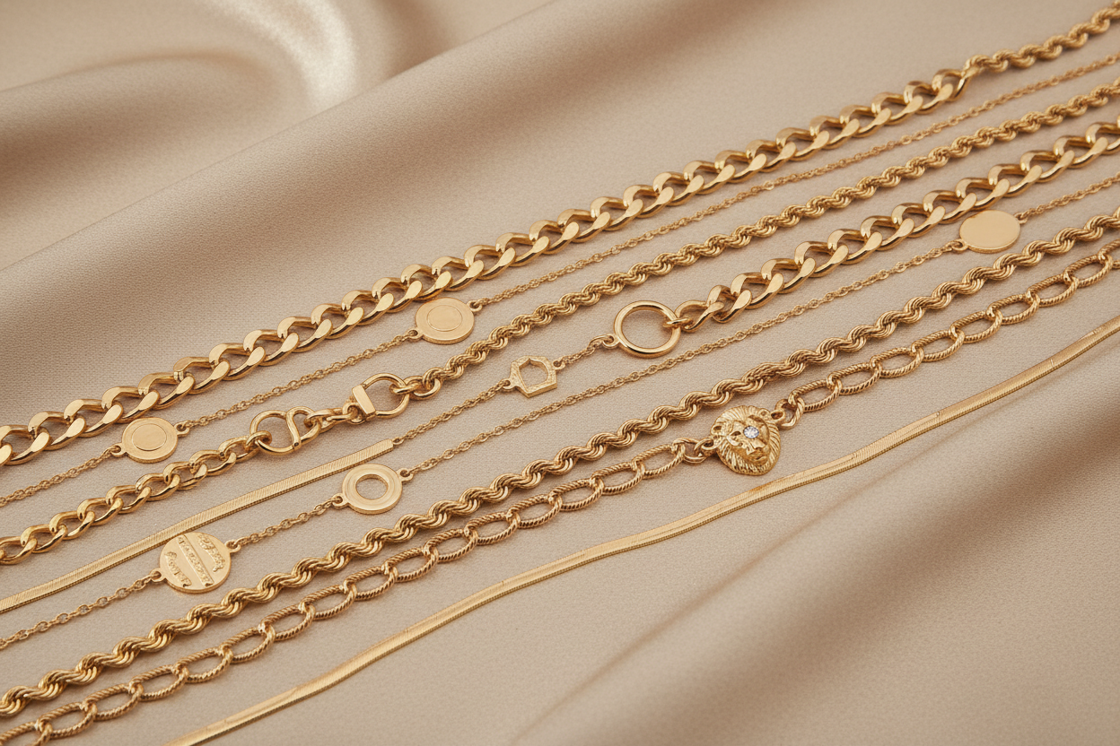 Assortment of gold chain necklaces